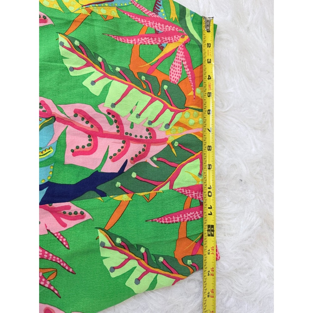 Olivaceous Tropical Print Mini Skirt Green Pink Monstera Leaf Rayon Small NWT - Picture 7 of 7